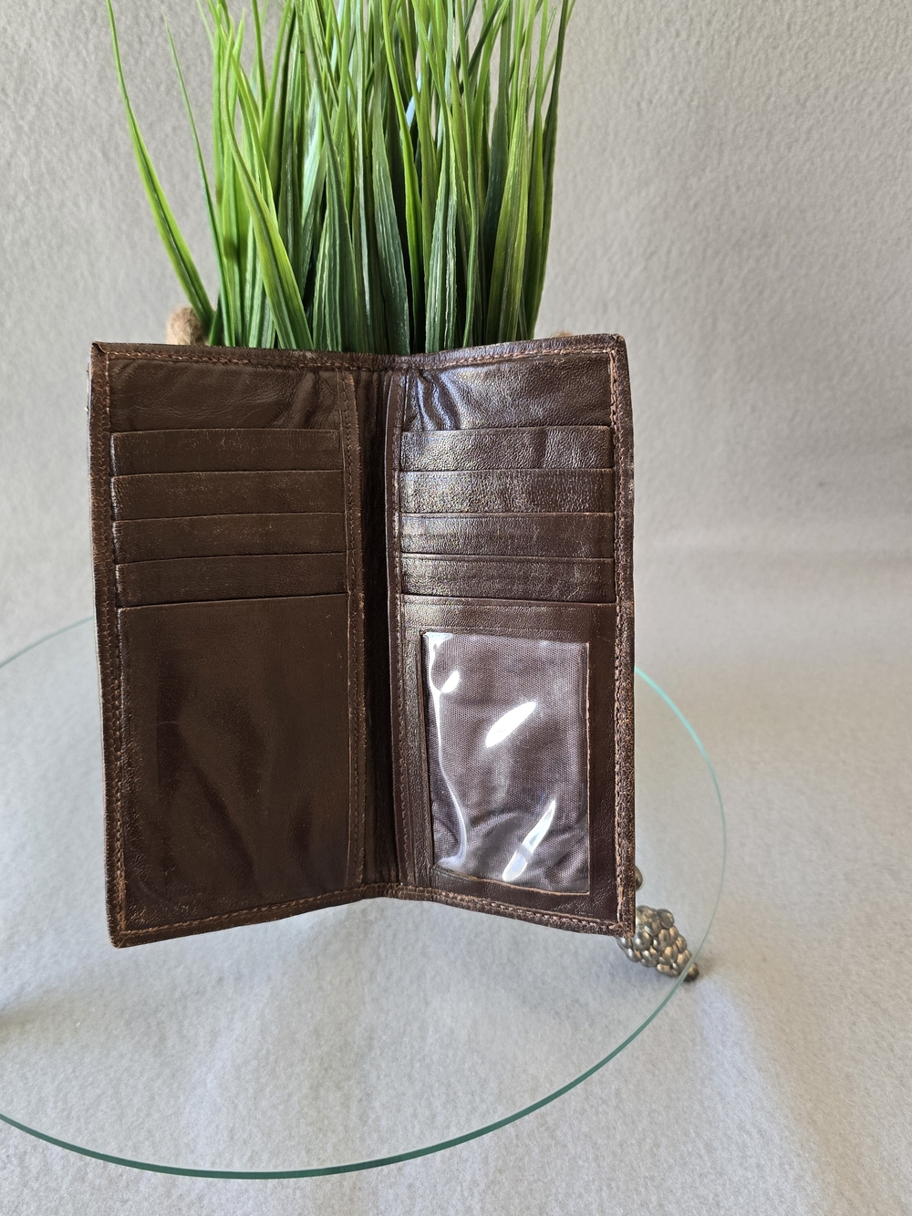 VTG Genuine Snakeskin Bifold Men Wallet Brown  Credit Card ID Window lambskin - Picture 3 of 5